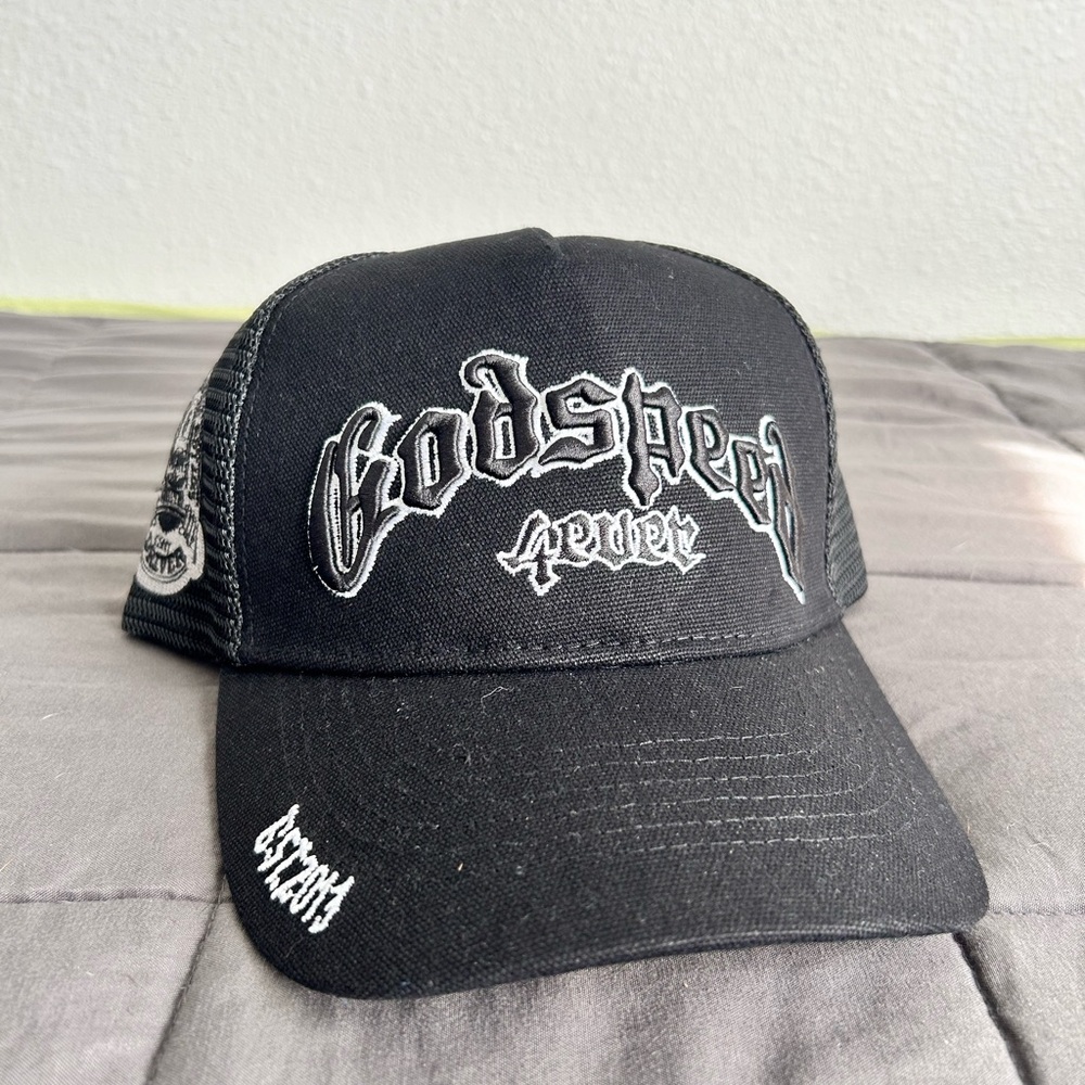 Godspeed Forever Black Embroidered Trucker Cap